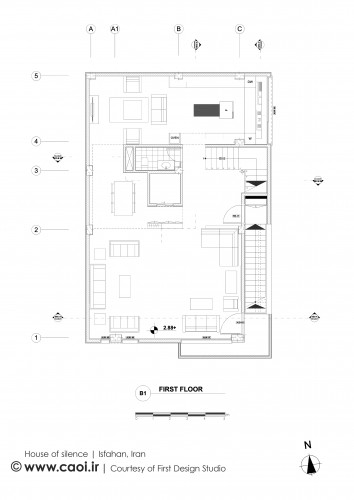 House of Silence in Isfahan First floor plan