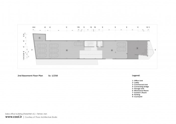 2nd basement Plan Saba Office Building in Tehran by 7Hoor Architecture Studio