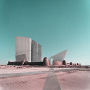 Retro futurism photomontage of Expanding Iranian Ancient Architecture with Western Contemporary Architecture  3 