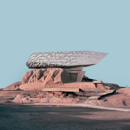 Retro futurism photomontage of Expanding Iranian Ancient Architecture with Western Contemporary Architecture  7 