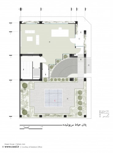 Covered yard plan of Green House by Karabon Architecture Office