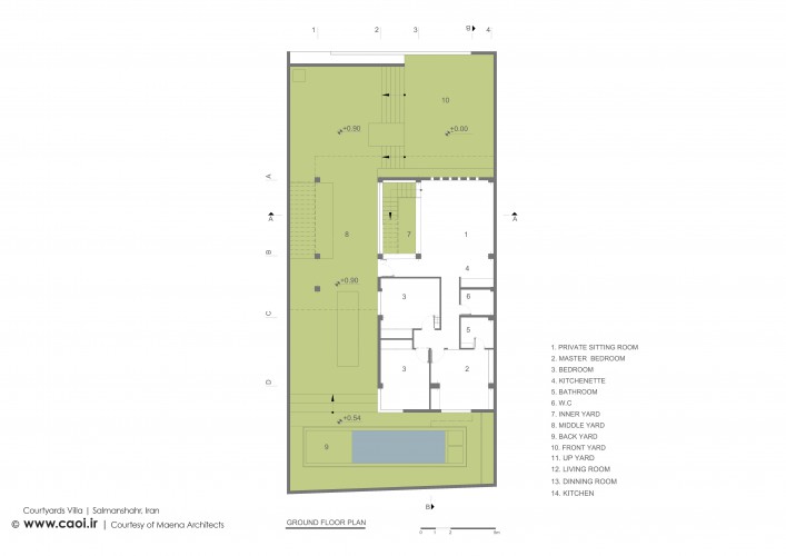 Courtyards Villa in Salmanshahr Mazandaran Maena Architects Plans  2 