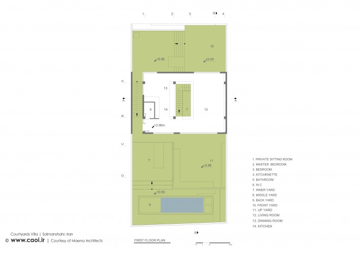 Courtyards Villa in Salmanshahr Mazandaran Maena Architects Plans  3 
