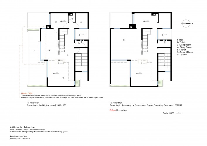 First Floor Plan Art House 14 in Tehran Former House and Clinic of Dr Entekhabi by Amery Kamooneh Khosrovi Group