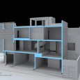 Blue Cube House in Bukan by Kelvan Studio 3D Section  1 