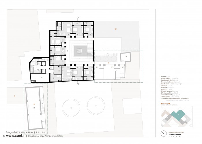Basement Floor Plan Sang E Siah Boutique Hotel in Shiraz by Stak Architecture Office
