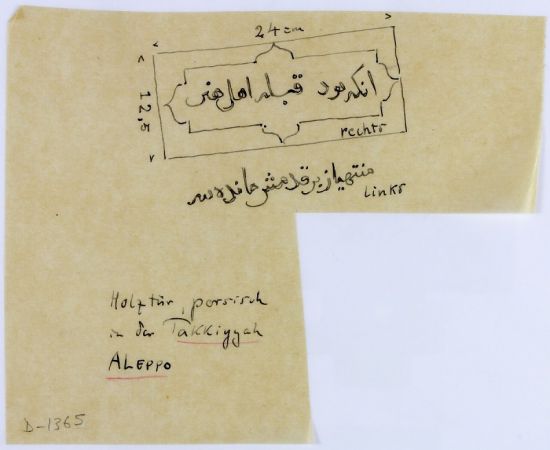 Aleppo  Syria  Takkiya Records of Inscriptions on Wooden Door
