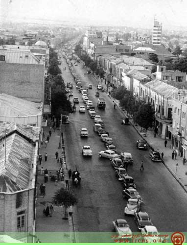 saadi street and the first tower in Tehran 1950s