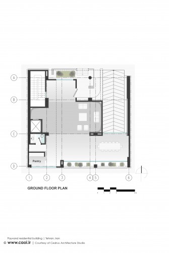 Ground Floor Plan Payvand residential building Tehran Cedrus Architecture Studio