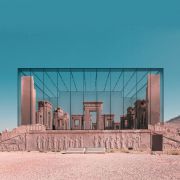Retro futurism photomontage of Expanding Iranian Ancient Architecture with Western Contemporary Architecture  6 