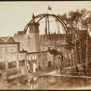 Photograph of Takkiya Dawlat and Imarat i Badgir  Wind catcher Building  at the Kakh i Gulistan  Gulistan Palace Complex   Tehran  Iran   graphic 